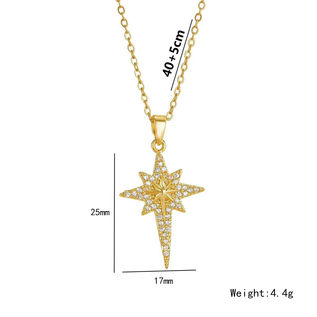 European and American style, zirconia octagonal star pendant titanium steel necklace, women's fashionable and light luxury collarbone chain, high-end accessory Item Picture
