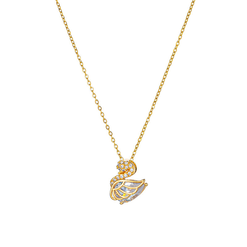 Fashionable commuting light luxury zircon full diamond Little swan titanium steel necklace, women's niche temperament, high-end sense collarbone chain wholesale Item Picture