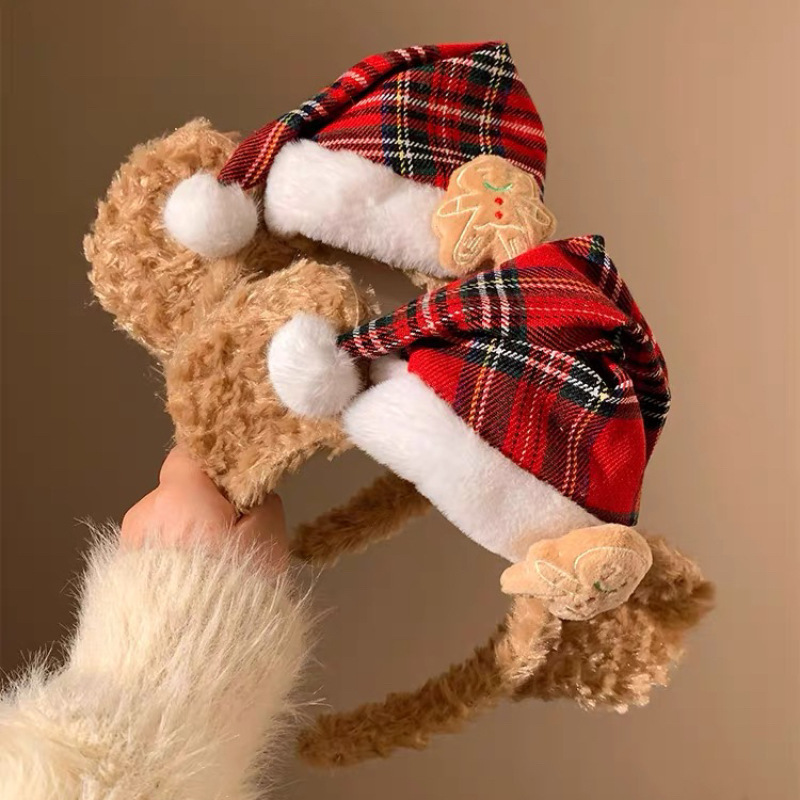 New cute Duffy Christmas hat, plush hairband, women's amusement park photo shoot, face wash makeup, hair accessory, headband for autumn and winter full figure