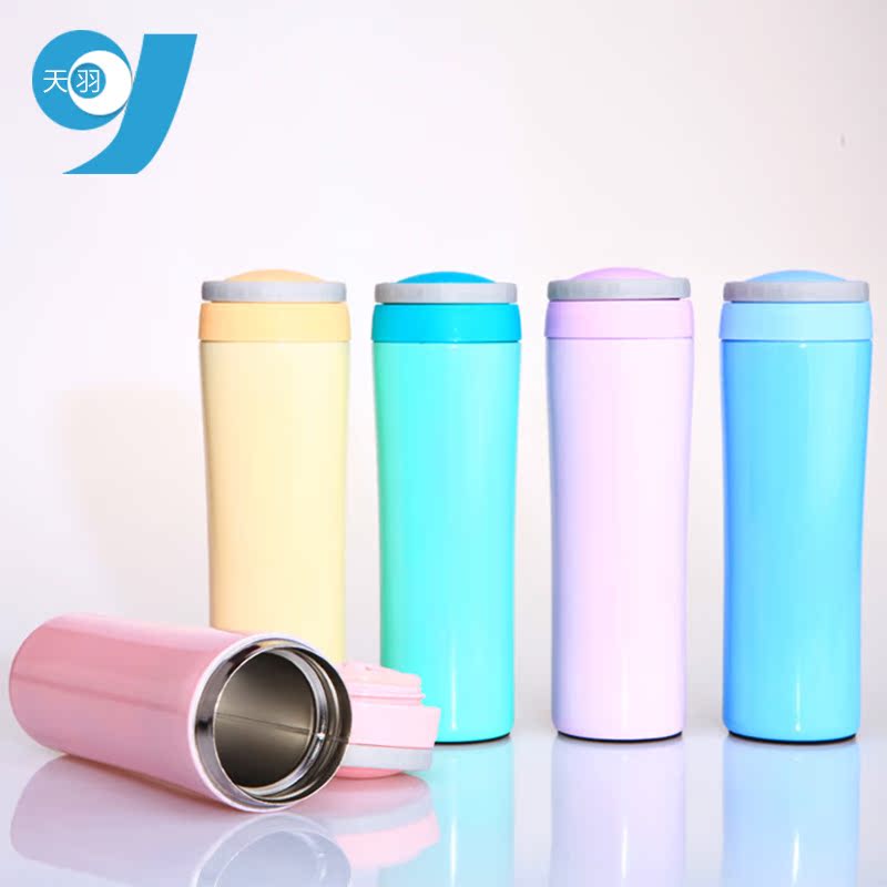 Wholesale manufacturer of stainless steel inner liner vacuum water cups for insulated cups, printed LOGO, candy color creative gift insulated cups full figure