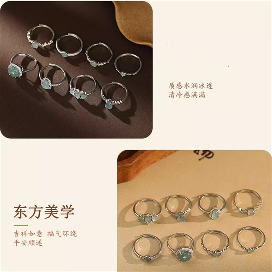 Ancient-style new Chinese style jade gourd ring for women, no color fading, niche design, light luxury and high-end feel, unique open ring Specification drawing
