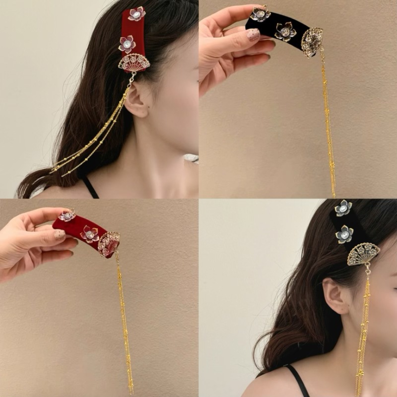 New Chinese-style butterfly tassel hair clips for women, retro and stylish, versatile hair accessories, niche design, exquisite hair accessories Specification drawing