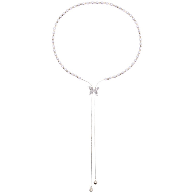 Pearl Butterfly necklace for Women, a new 2024 high-end design, niche and light luxury fringed collarbone chain necklace accessory Item Picture