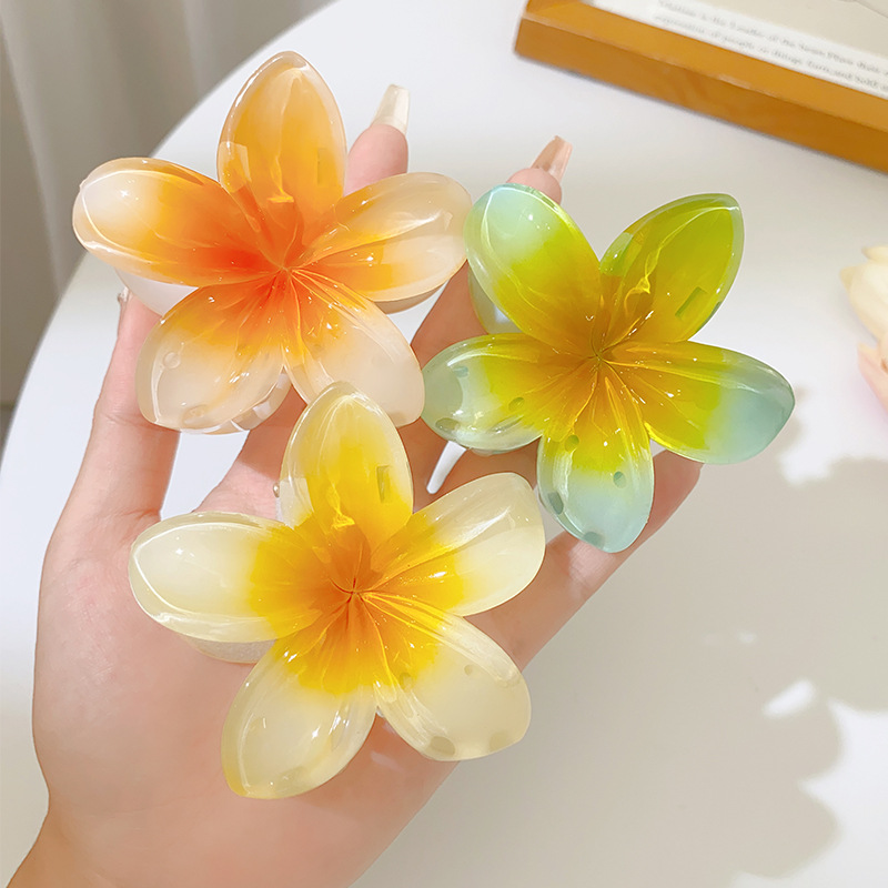 Frangipani hair clip, large hair clamp, women's back head updo, shark clip headwear, for taking photos and videos at the seaside full figure
