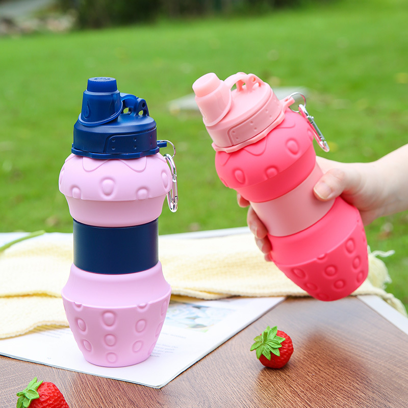 Silicone food-grade water cups from manufacturers, travel and sports outdoor water bottles, silicone folding cups, large-capacity children's telescopic cups full figure