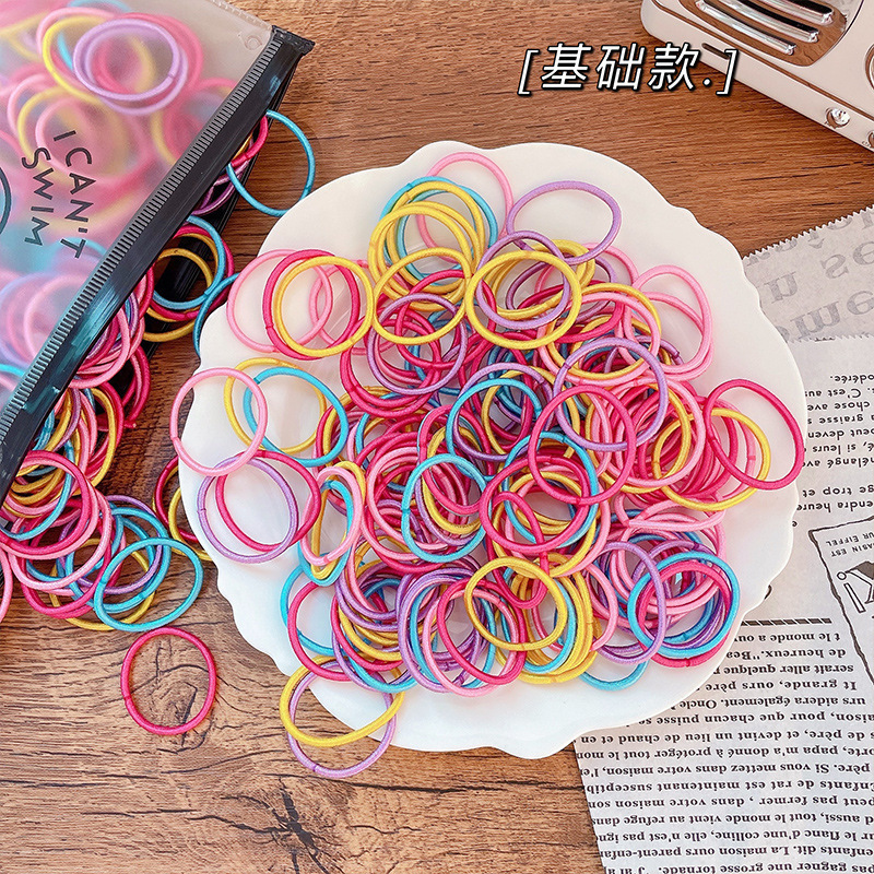 Children's rubber band candy-colored hair ties. Korean girls' hair is cute and won't damage their hair. Factory direct sales of 100 colorful hair bands full figure