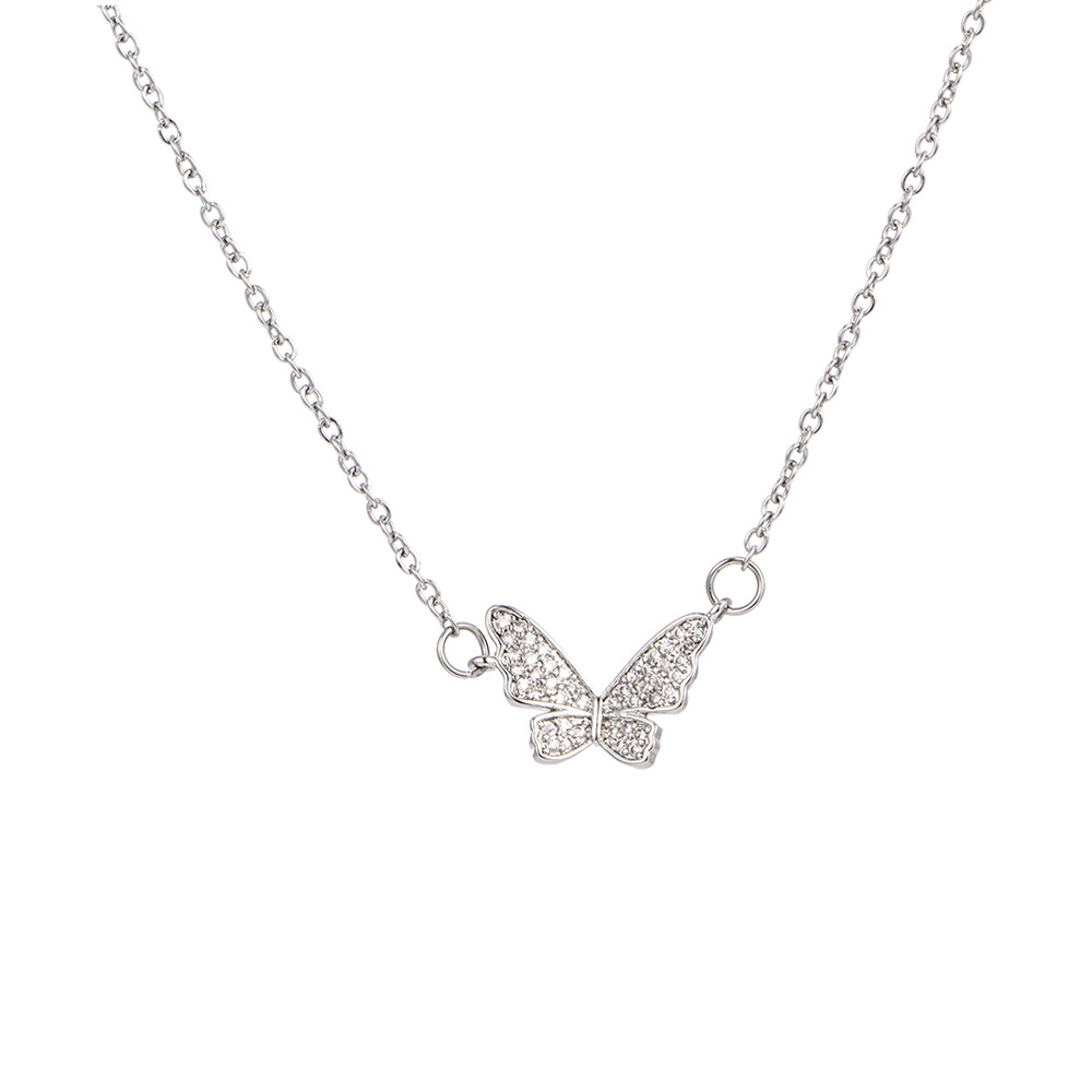 A fresh and sweet little butterfly necklace set with a Japanese and Korean style, featuring a unique design and exquisite zircon collarbone chain, is a versatile accessory Item Picture