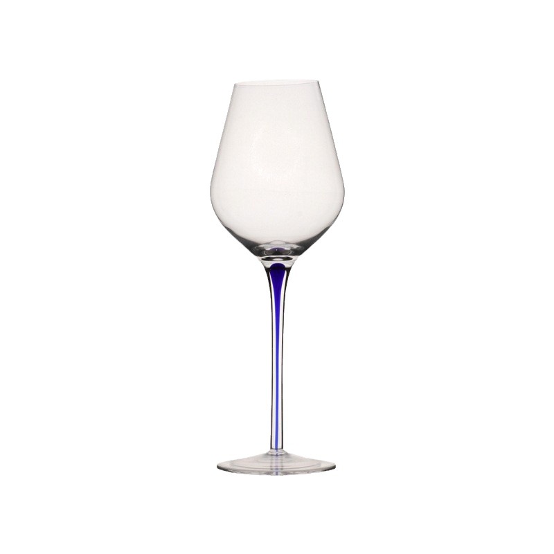 New feature handcrafted crystal tall stem red wine glass, Bordeaux blue stem colored wine glass, single color box packaging Item Picture