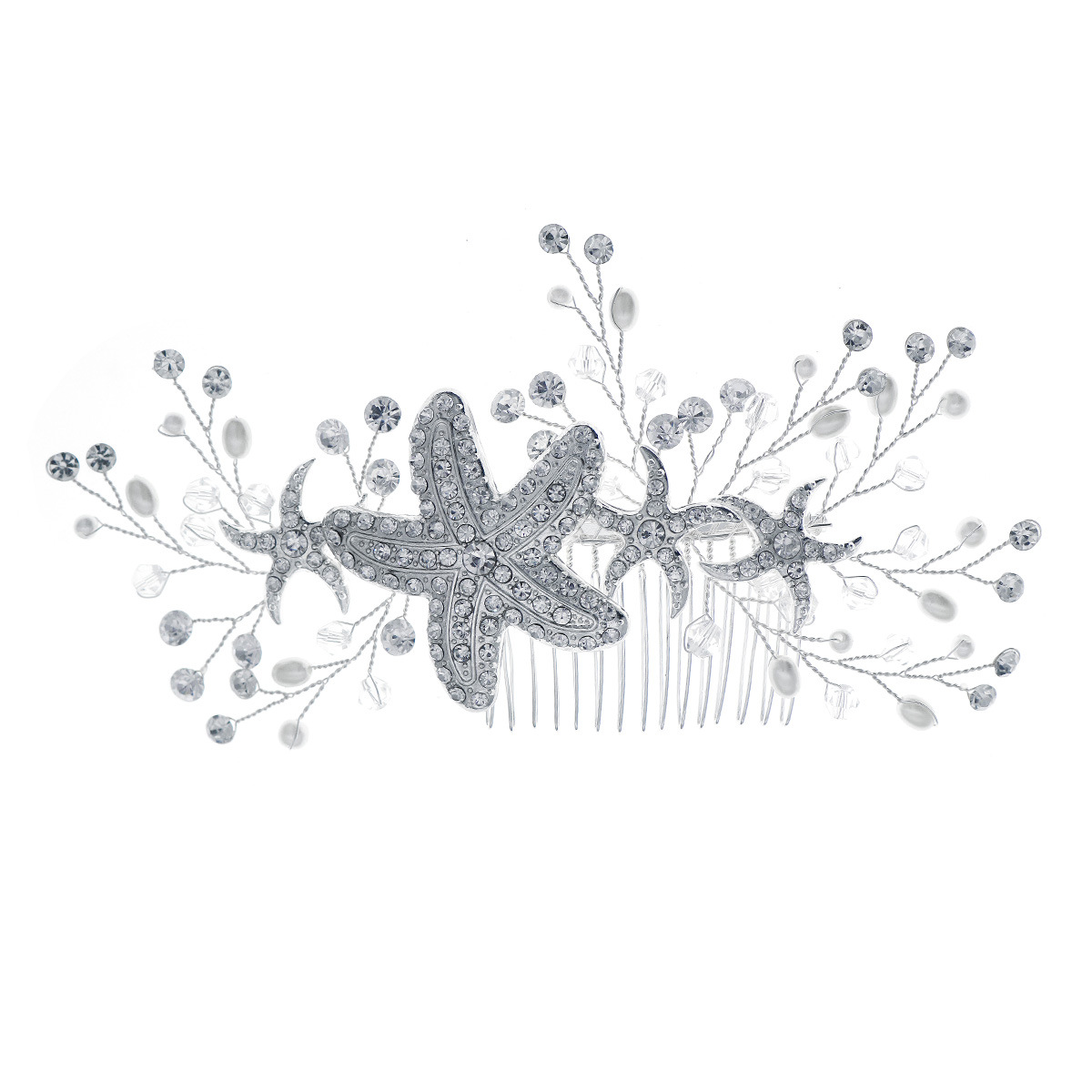 New Korean style accessories: Sweet bride's updo headwear, handcrafted crystal pearl comb, alloy water diamond starfish comb Item Picture