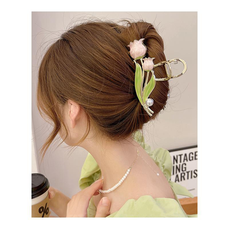 Ethereal and gentle lily of the valley hair clipper at the back of the head, a popular female summer shark clipper, a large, high-end hair accessory details Picture