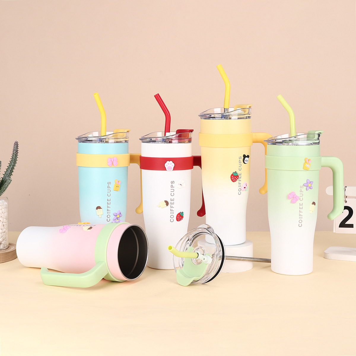 Amazon's best-selling 304 stainless steel double-layer insulated cup, straw with lid, ice cup, portable handle, car cup Application Scenario