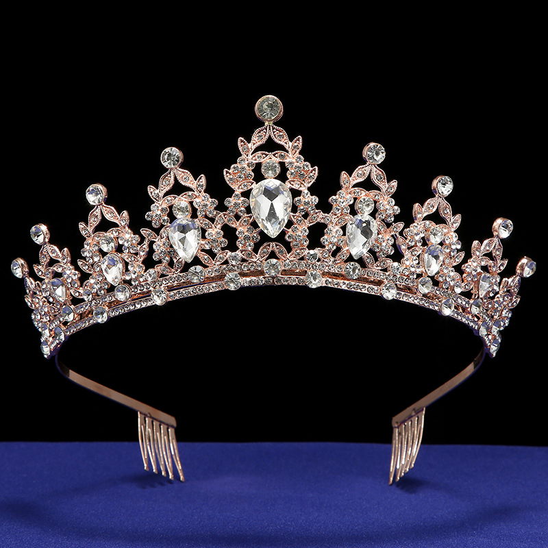 Cross-border fashion crystal crown wedding headwear, bride's crown headband, children's birthday performance stage play headband full figure