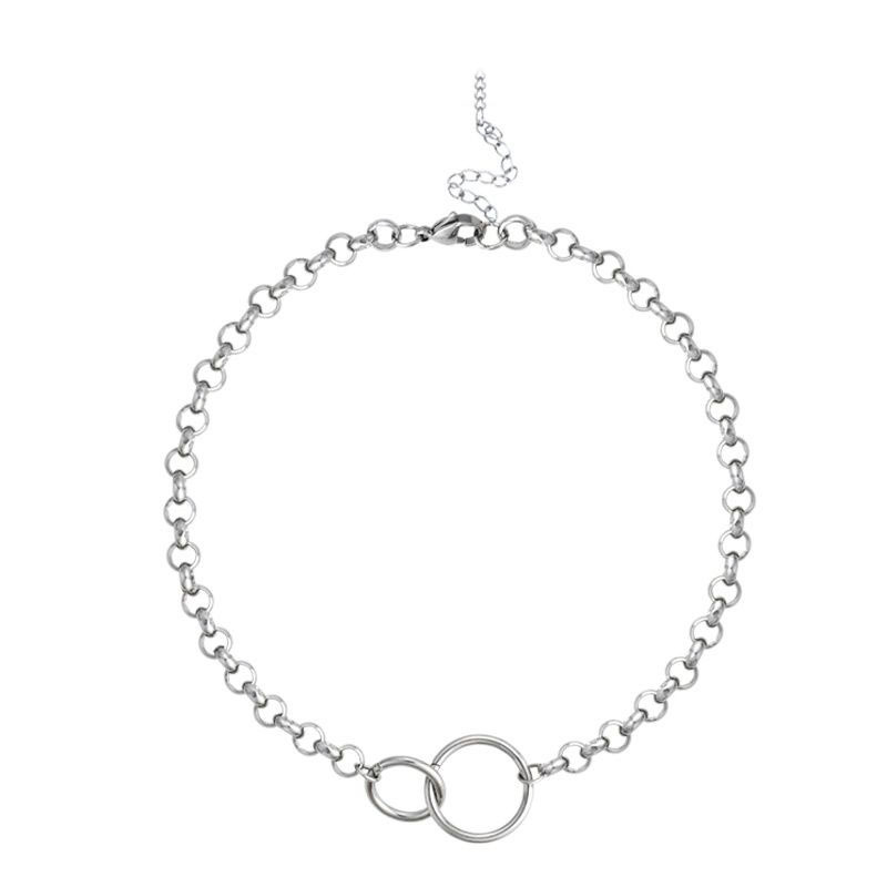 【 All-titanium Steel 】 Color-preserving punk hip-hop style necklace, a trendy and simple front-buckle heart-shaped collarbone chain Item Picture