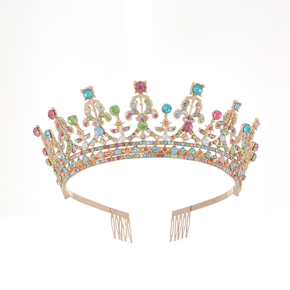 Cross-border birthday, coming-of-age ceremony, performance, crown headband, European-style bride, crown wedding dress, evening gown, hair crown and headwear direct sales details Picture