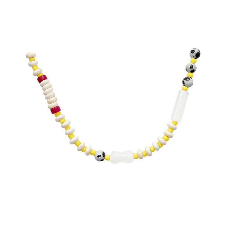 New Chinese-style imitation natural stone beaded necklace for women 2024, a retro and high-end collarbone chain with a minority ethnic style Item Picture