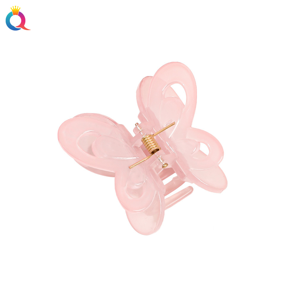 Wholesale of Qiyue Cross-border jelly-colored double-layer butterfly hair clips with a high-end feel. Back head updo and shark clip hair accessories Item Picture
