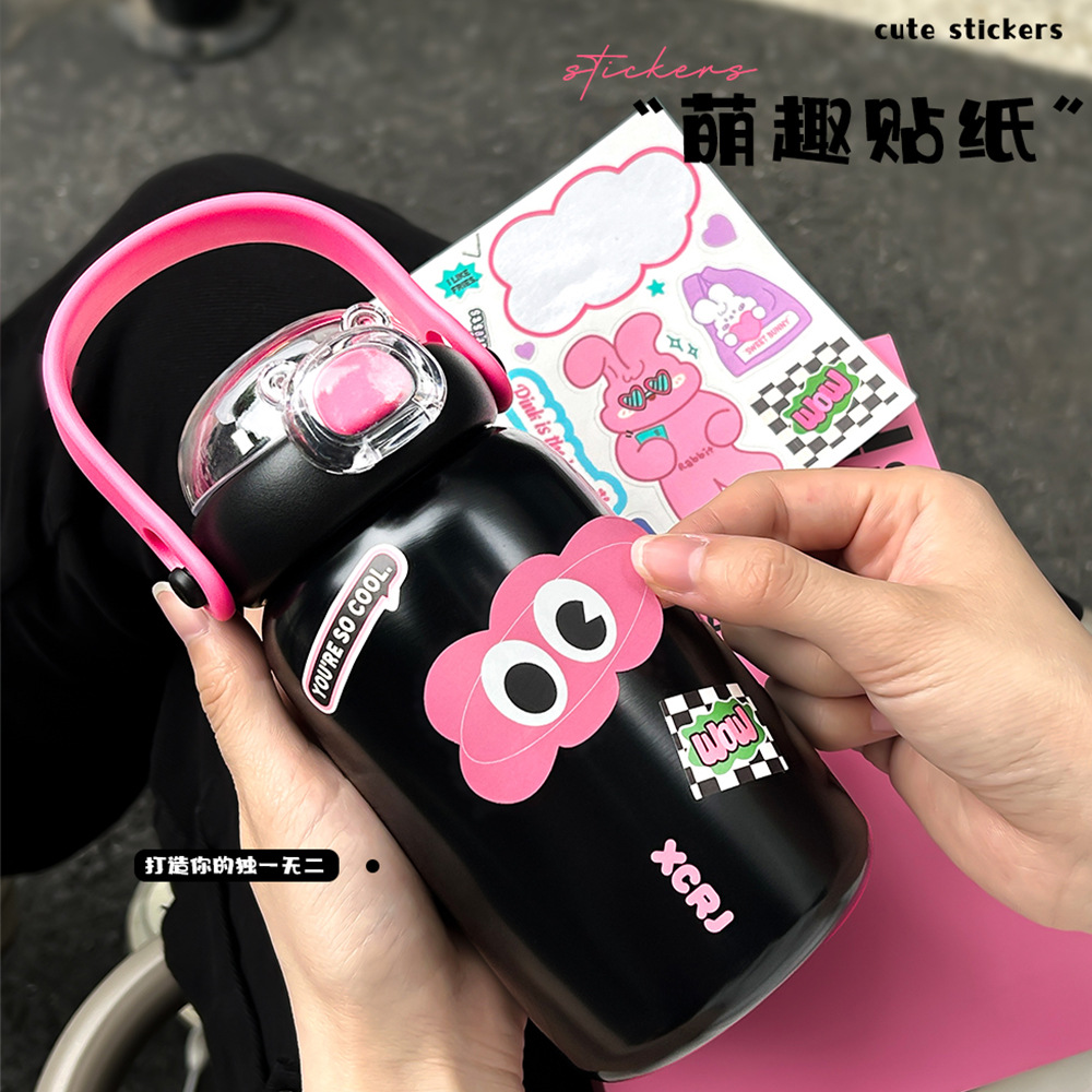 The new Xiaocha Diary insulated cup is a portable double-drinking straw cup for children, featuring a simple yet high-quality appearance and a cute stainless steel water cup Application Scenario