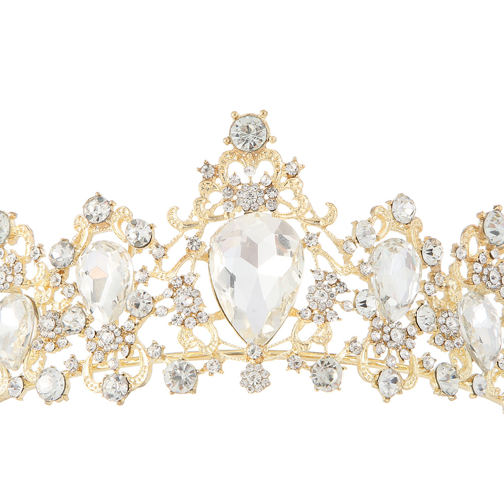 Cross-border European-style bride crown headwear, luxurious and elegant, full diamond hair band, crown wedding dress, crown headband details Picture