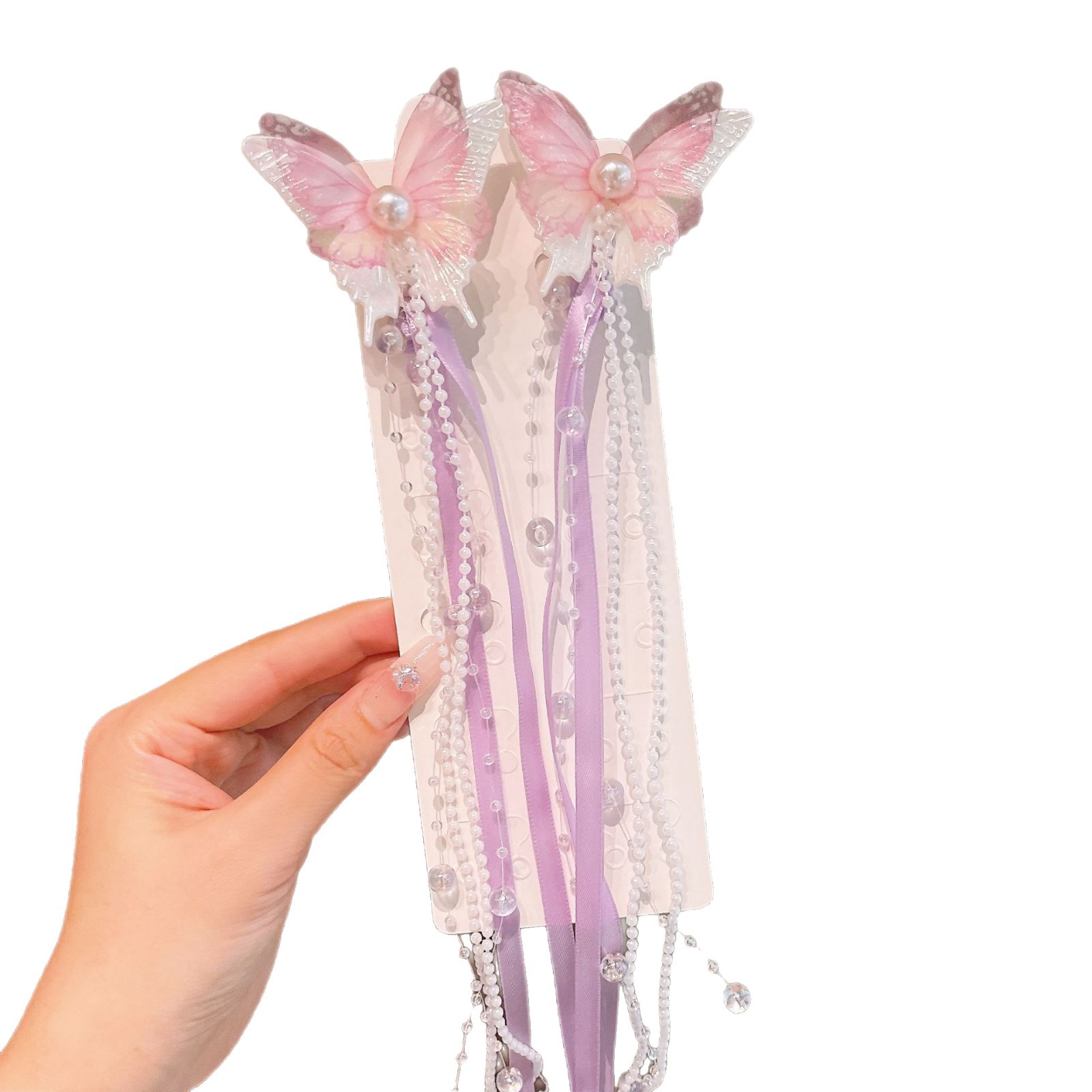 Hanfu headwear for girls, ancient-style, dynamic butterfly hair clips, elegant Chinese style, super fairy boy's ribbon brined hair accessories Item Picture