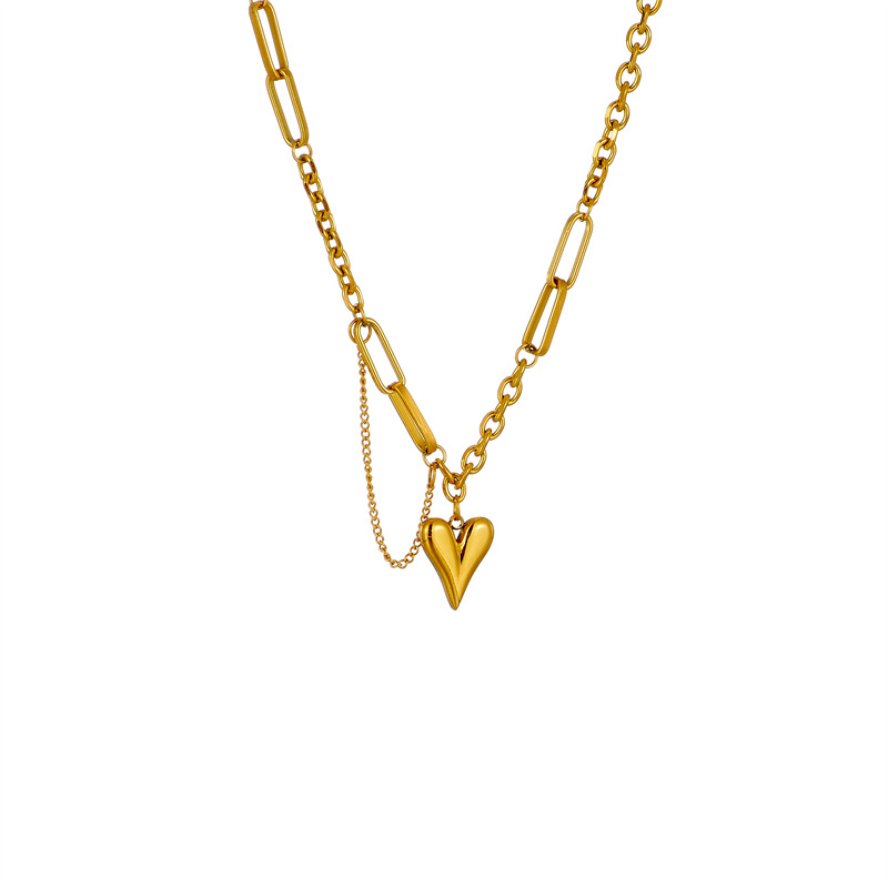 European and American fashion, light luxury, niche and simple titanium steel collarbone chain, versatile irregular heart-shaped pendant necklace Item Picture