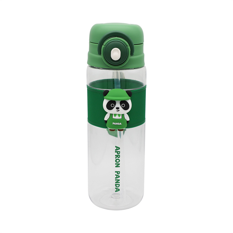 Summer cute cartoon water cups, student panda dolls, children's straws, plastic cups, leisure and sports water cups wholesale Item Picture