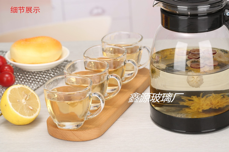 Factory wholesale glass cold water kettle set, thickened cold water kettle, tea teapot, tea set five-piece set, gift box, event gift Specification drawing