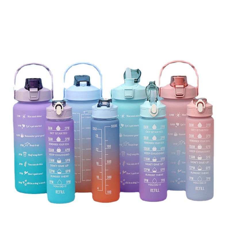 New best-selling sets of large and small cups, gradient cups, large-capacity plastic space cups, frosted gradient cups for foreign trade full figure