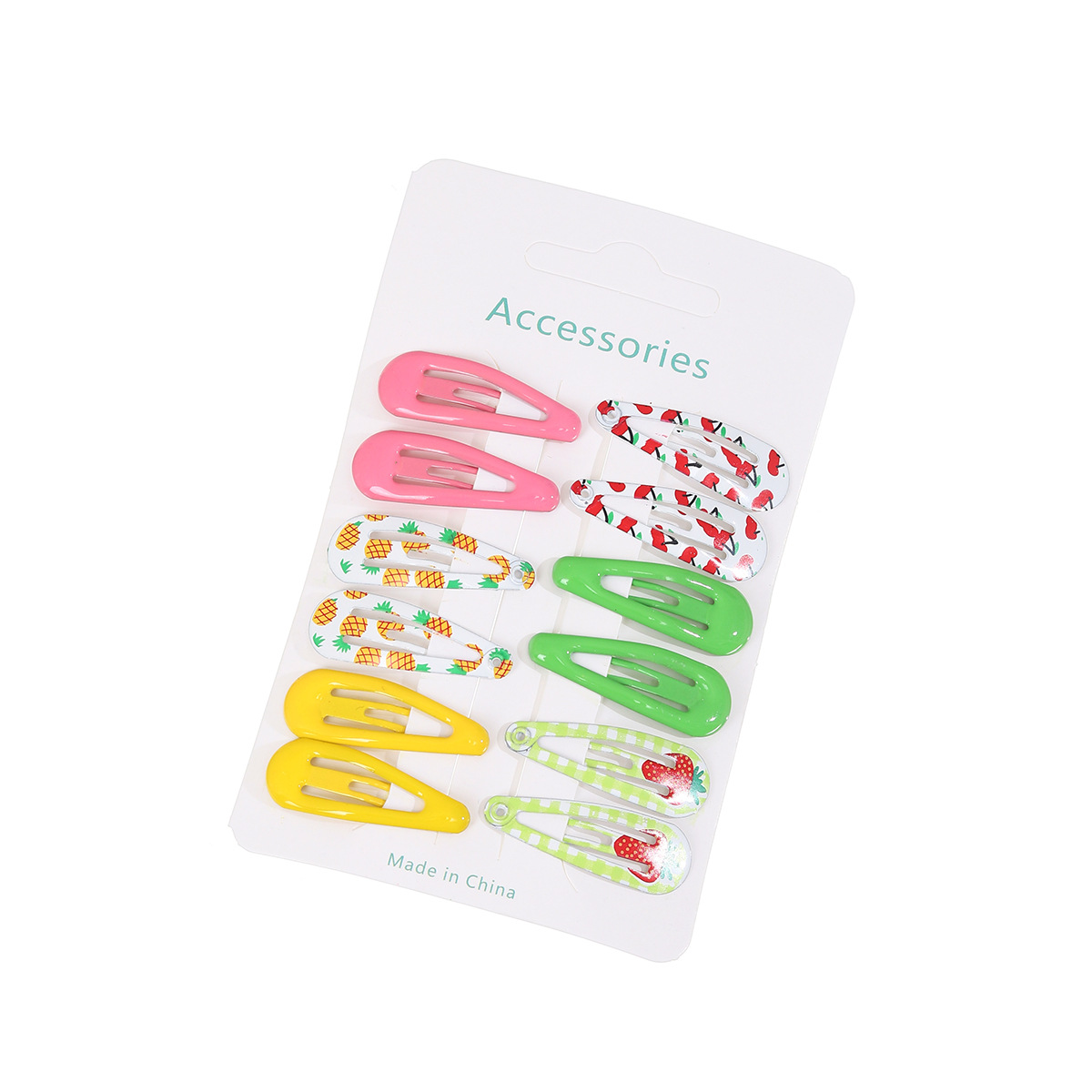 Children's colorful teardrop hair clips, bb clips, girls' metal bangs, flower side clips, back of the baby's head hair clips Item Picture