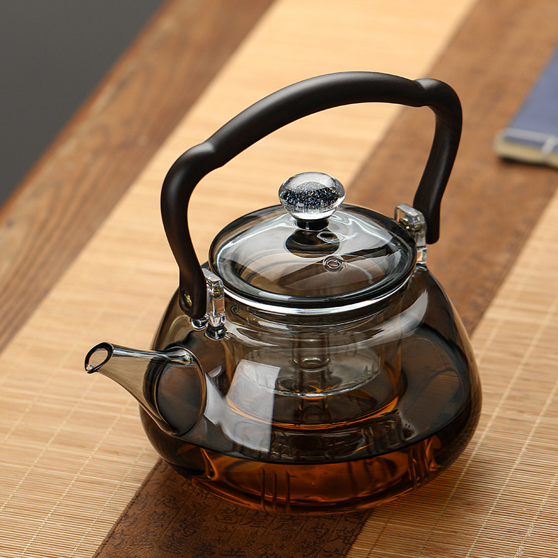 New transparent black high borosilicate glass teapot, home steaming and boiling integrated starry sky handle teapot, office tea boiling set Application Scenario