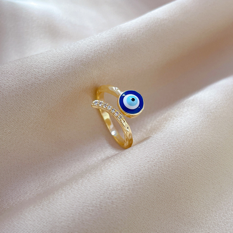 【 Real Gold 】 Eye zircon ring with adjustable opening, simple Japanese-style jewelry, couple rings Application Scenario