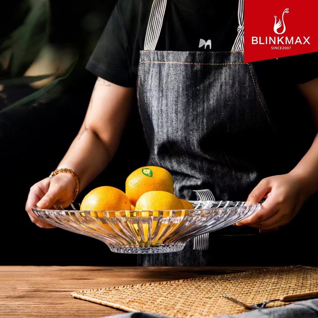 Lizun Splendid Fruit Box Transparent Glass fruit Plate, snack plate, Restaurant, KTV, home snack plate Specification drawing