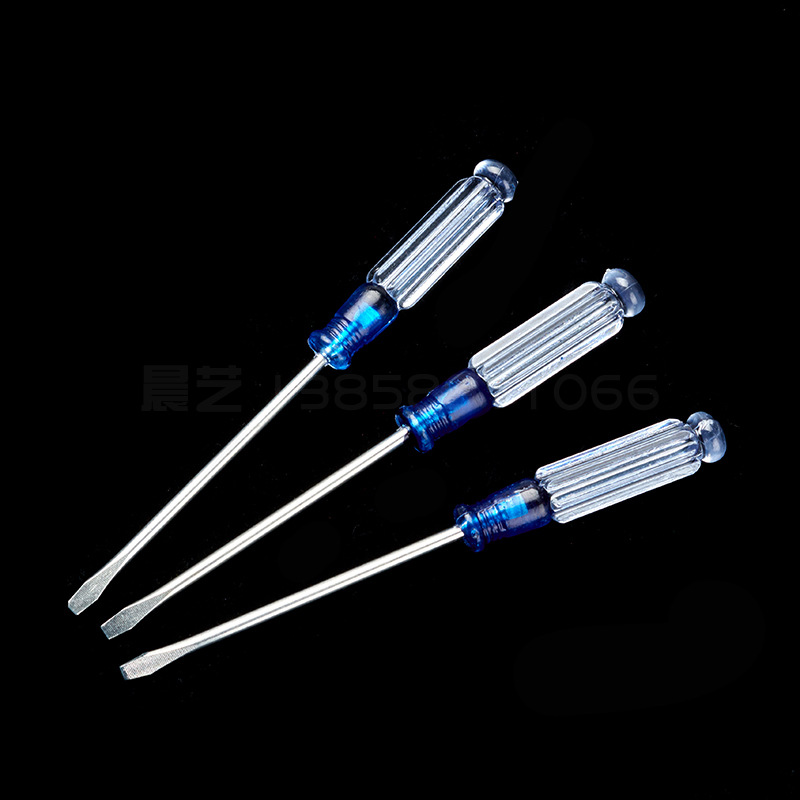 Crystal screwdriver, 3MM small screwdriver with transparent handle, for repairing mobile phones and computers, small screwdriver, cross and straight mini screwdriver Specification drawing