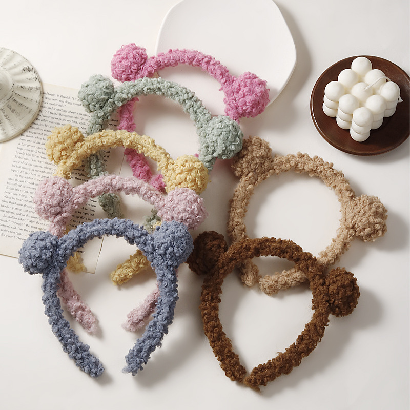 Little bear ears face wash makeup hair band, cute animal milk coffee girl, funny autumn and winter 2021 new plush headwear full figure