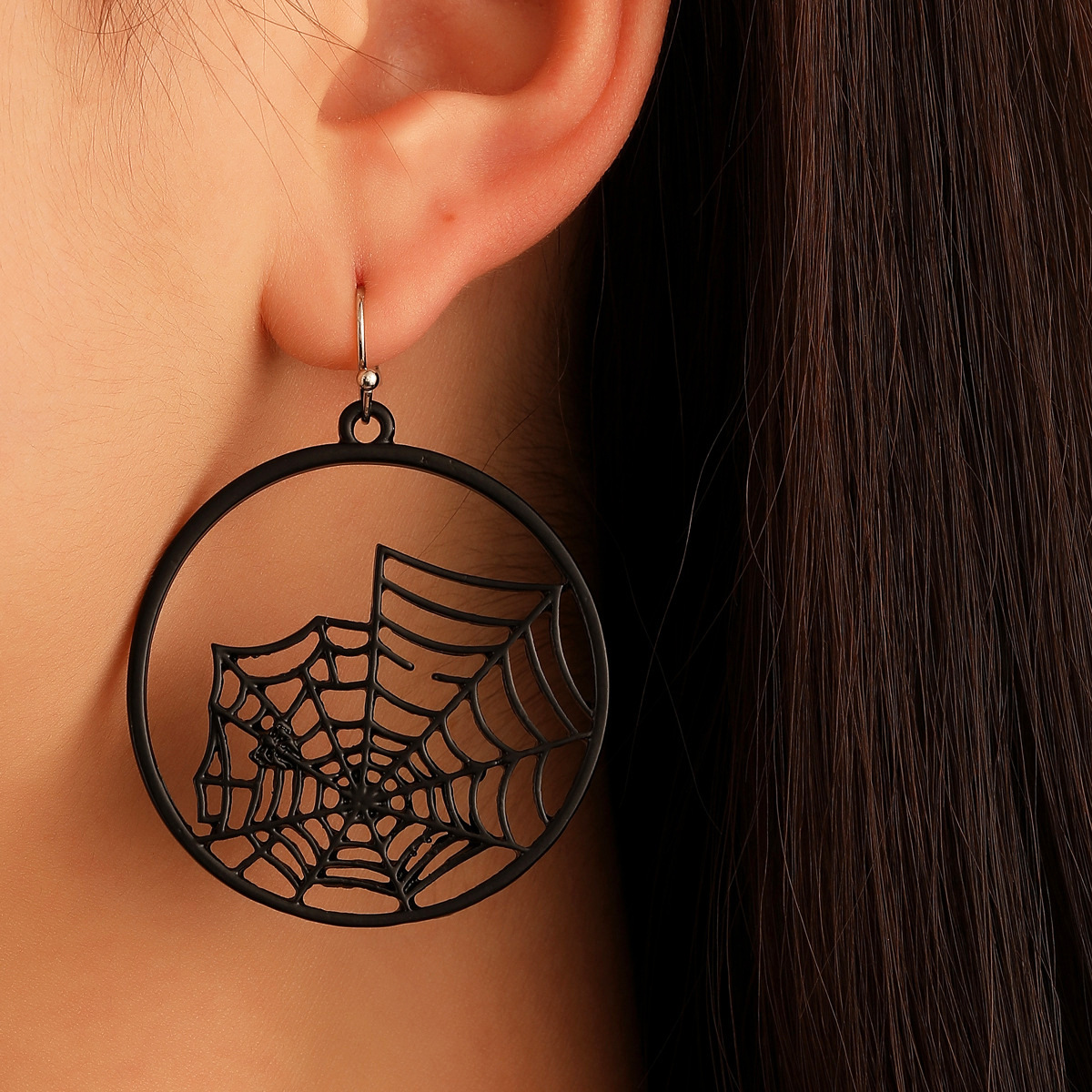European and American creative spider earrings, nightclub exaggerated animal earrings, women's earrings, Gothic Halloween jewelry wholesale Specification drawing