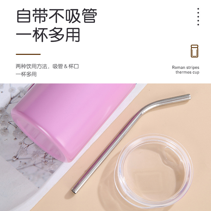 Wholesale of cross-border 304 stainless steel insulated cups, mini handle mugs, office coffee straw cups and car cups Specification drawing