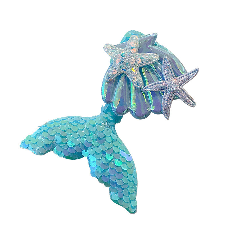 Mermaid Princess Sequined hair clips, hairpins, popular children's hair accessories, starfish shell bangs, side clips, headwear for women Item Picture