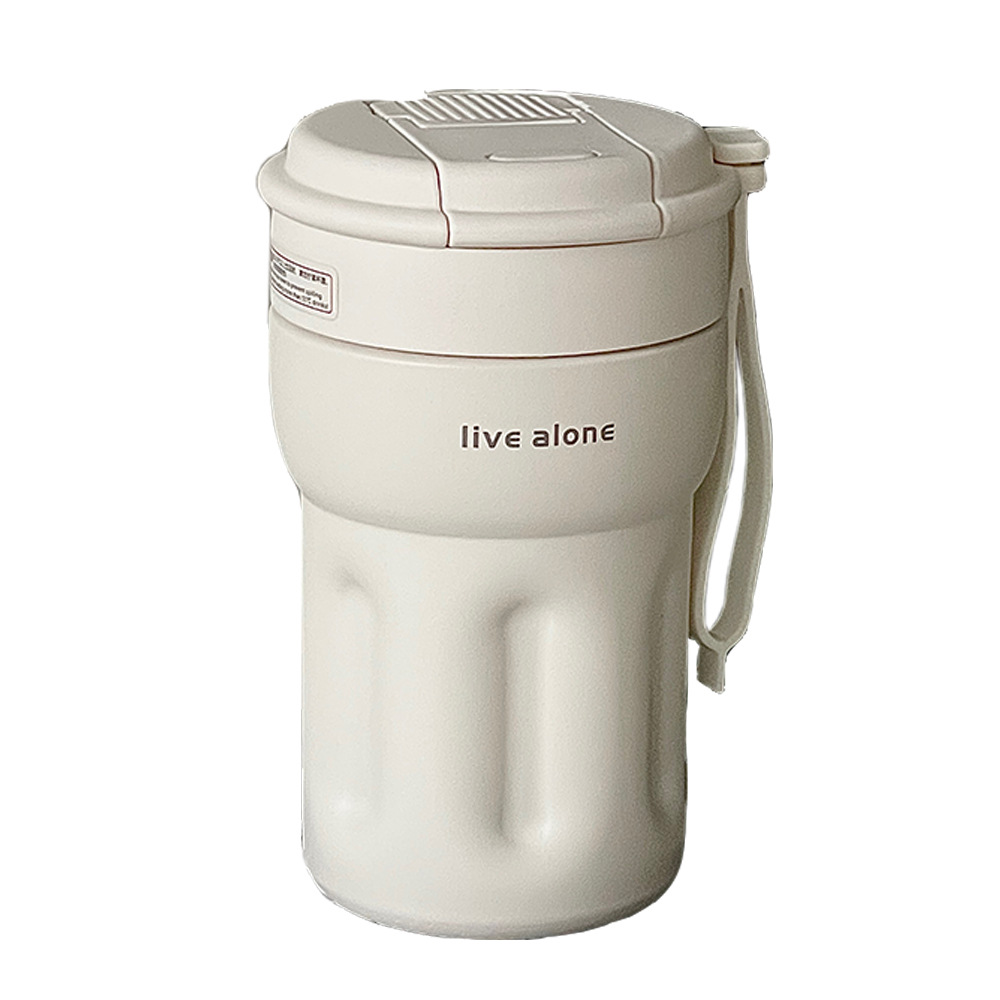 ins fashion insulated cup: Simple yet stylish, solid-color straw cup for keeping warm, portable for girls, and a niche coffee cup Item Picture