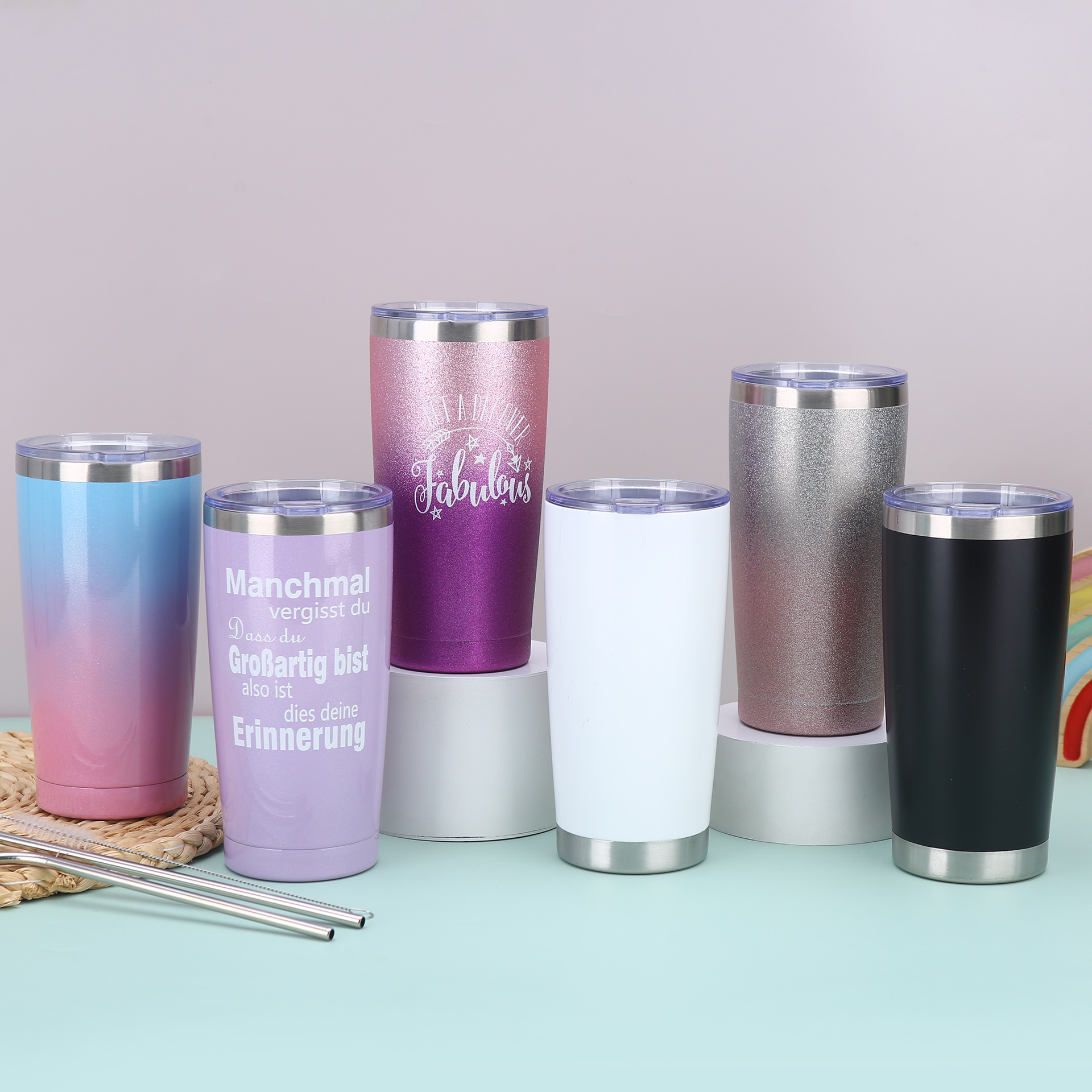 Customized 20oz stainless steel car cup, double-layer vacuum transparent lid coffee cup, outdoor portable car insulated cup Specification drawing
