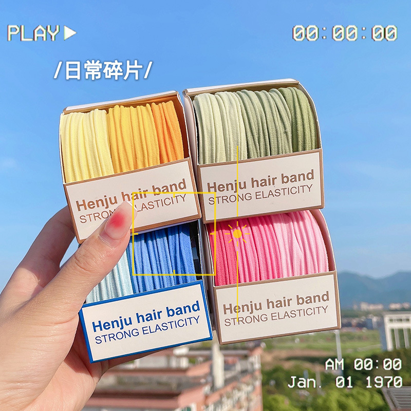 Colorful high-elasticity towel bands, seamless hair ties, high ponytail hair bands, hair accessories, simple basic leather band headwear Specification drawing