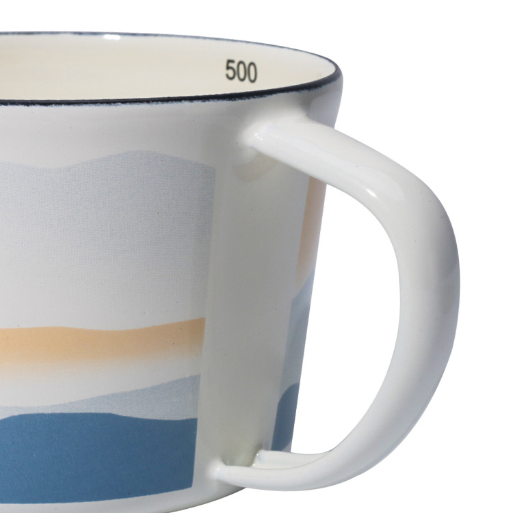 Single-spout enamel measuring cup 1000ml, enamel graduated measuring cup with handle, heat-resistant Item Picture