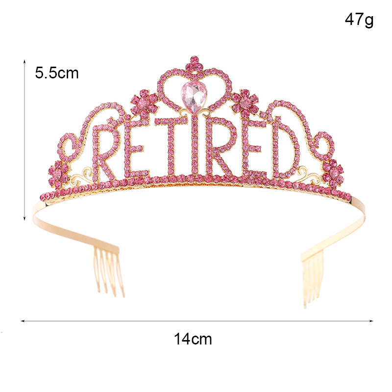 European and American graduation party crown shoulder strap set, RETIRED with diamonds, birthday party crown headwear Item Picture