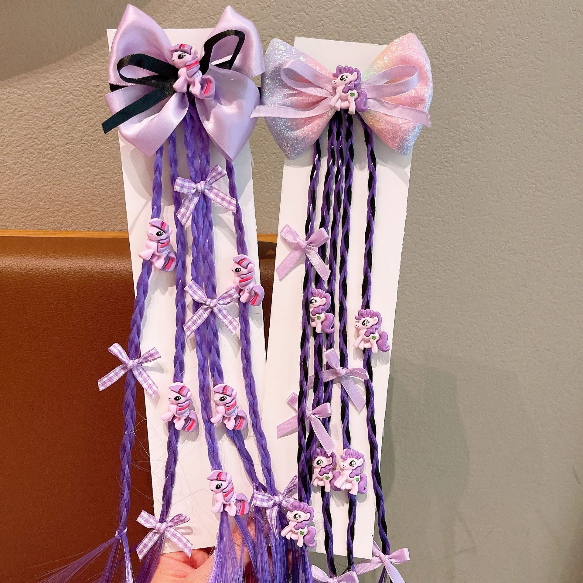 My Little Pony wig, braid, children's hair band, sweet and cool girl, boxing braid, braided hair tie, girls' ponytail hair tie Specification drawing