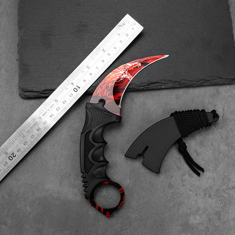 Titanium color claw knife, curved knife, folding knife, high-hardness outdoor self-defense claw knife, mini outdoor knife Specification drawing