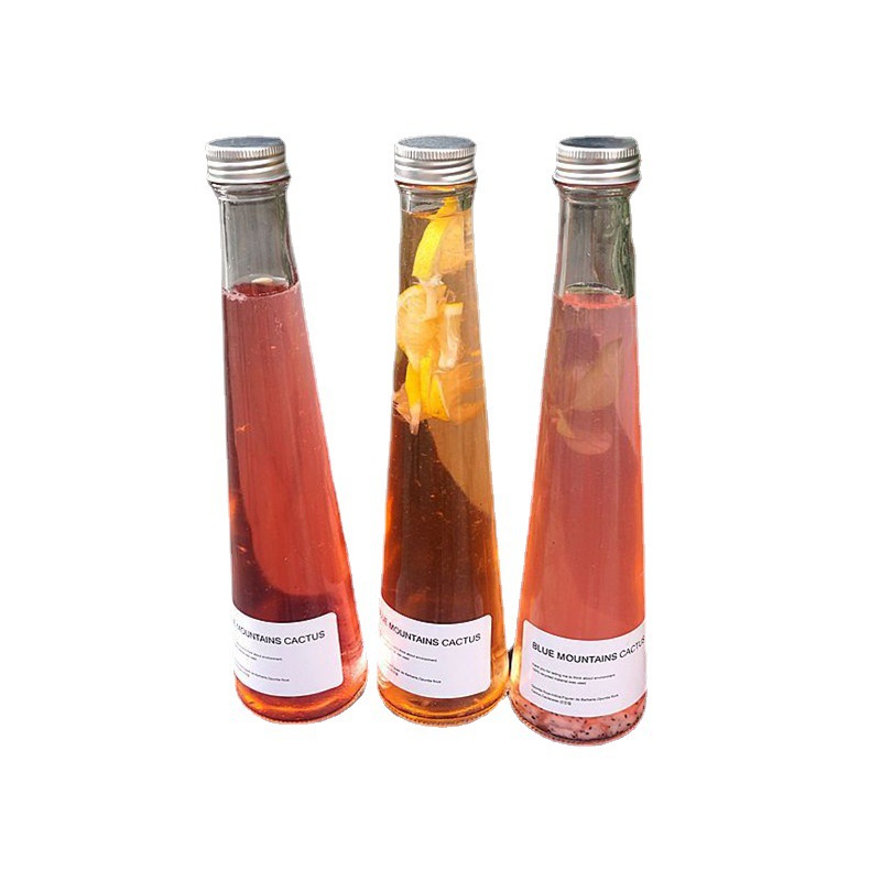 Conical tea beverage bottles, coffee lemon juice milk tea fruit wine bottles, enzyme takeout ins glass bottles Item Picture