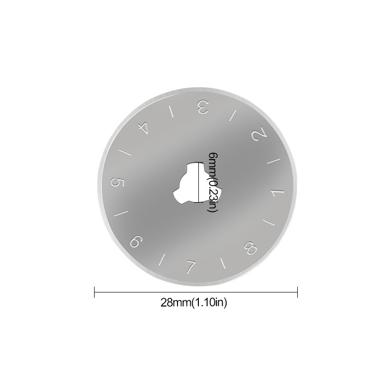 28mm - 45mm small circular blade with scale for leather cutting, rotating wheel for fabric cutting, paper cutting and fabric cutting, circular roller blade undefined