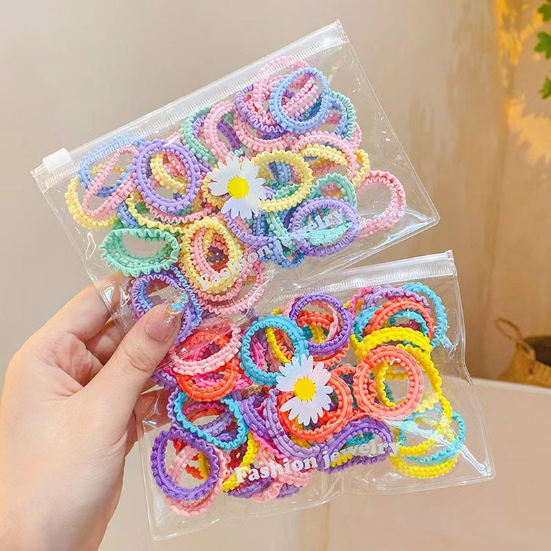50 children's rubber bands for hair ties, high-elasticity hair bands that won't damage hair, little Chou Chou thumb rubber band hair tie for girls full figure