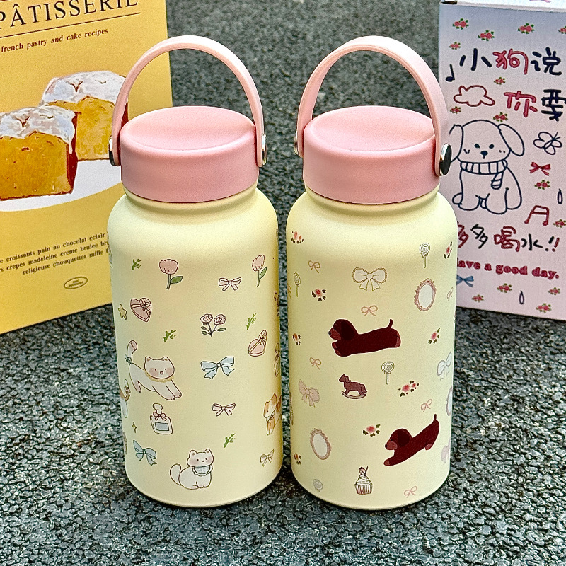 New large-mouth, high-appearance insulated cup, large-capacity 304 stainless steel water cup for girls, portable and cute cup for students details Picture