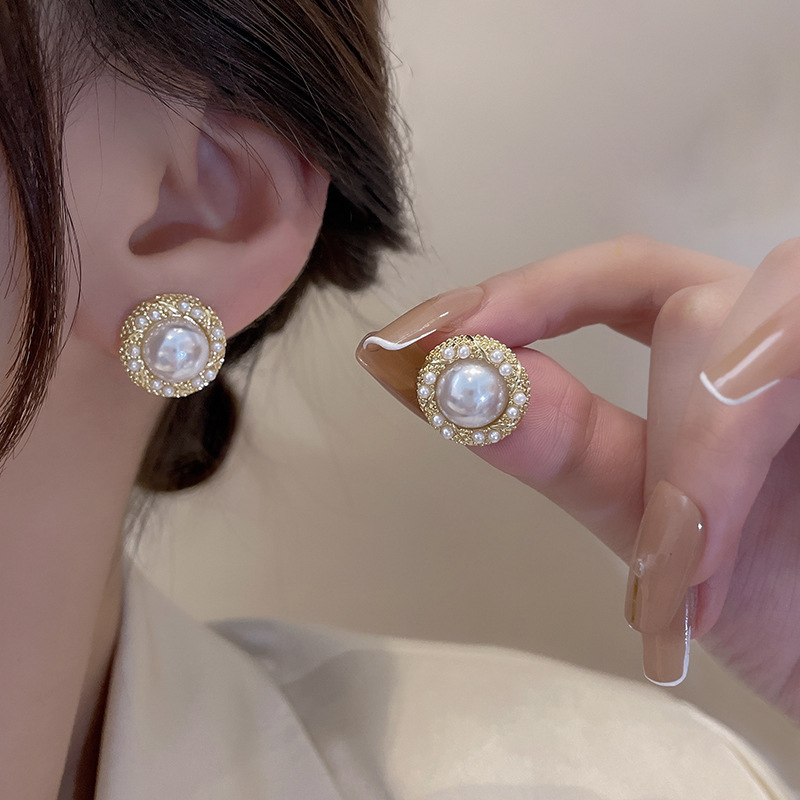 French-style pearl stud earrings for women, 2024 new bestsellers, high-end earrings, light luxury, internet-famous earrings wholesale Specification drawing