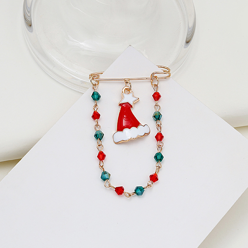 European and American fashionable, sweet and cute cartoon color oil drip Santa Claus, reindeer snowman brooch, collar pin, badge accessory details Picture