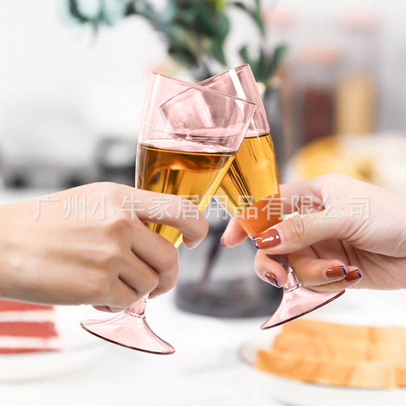 Plastic red wine glass and champagne glass set, PS transparent water cup, portable and creative detachable tall cup for outdoor travel Specification drawing